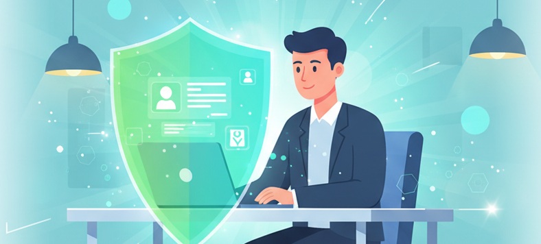 Safe job search - Person protected while browsing jobs